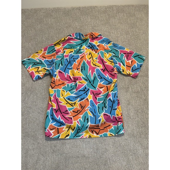 Hilo Hattie Shirt Large Hawaiian Vintage Multicolor Floral Vibrant Loud Leaves L - Picture 4 of 10
